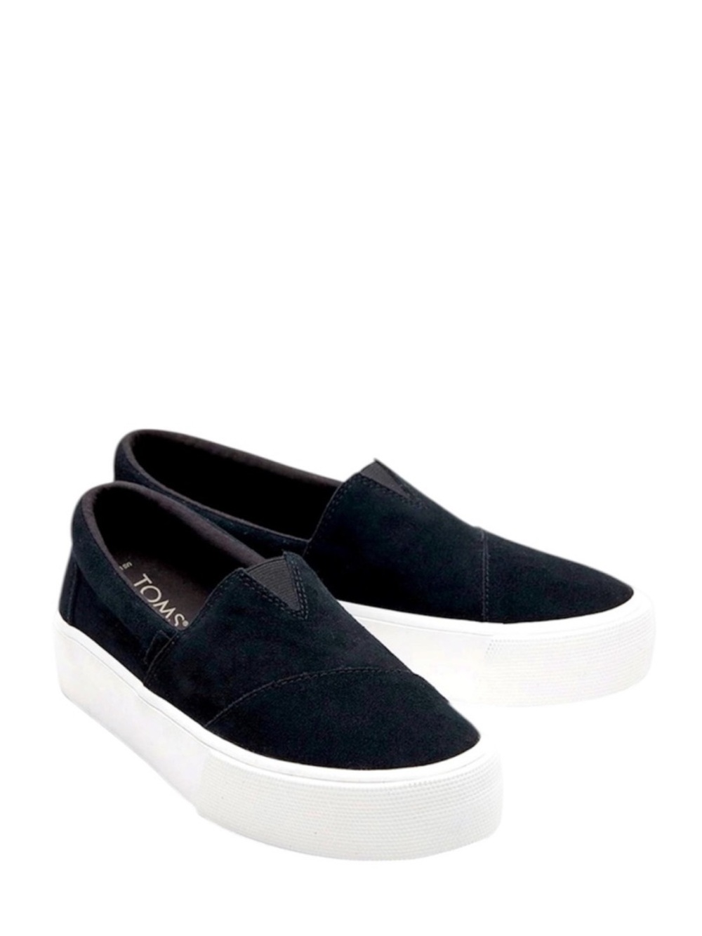 NWT Ortholite TOMS Alp Fenix Platform Slip Ons Black Suede Sz 9.5 career comfy